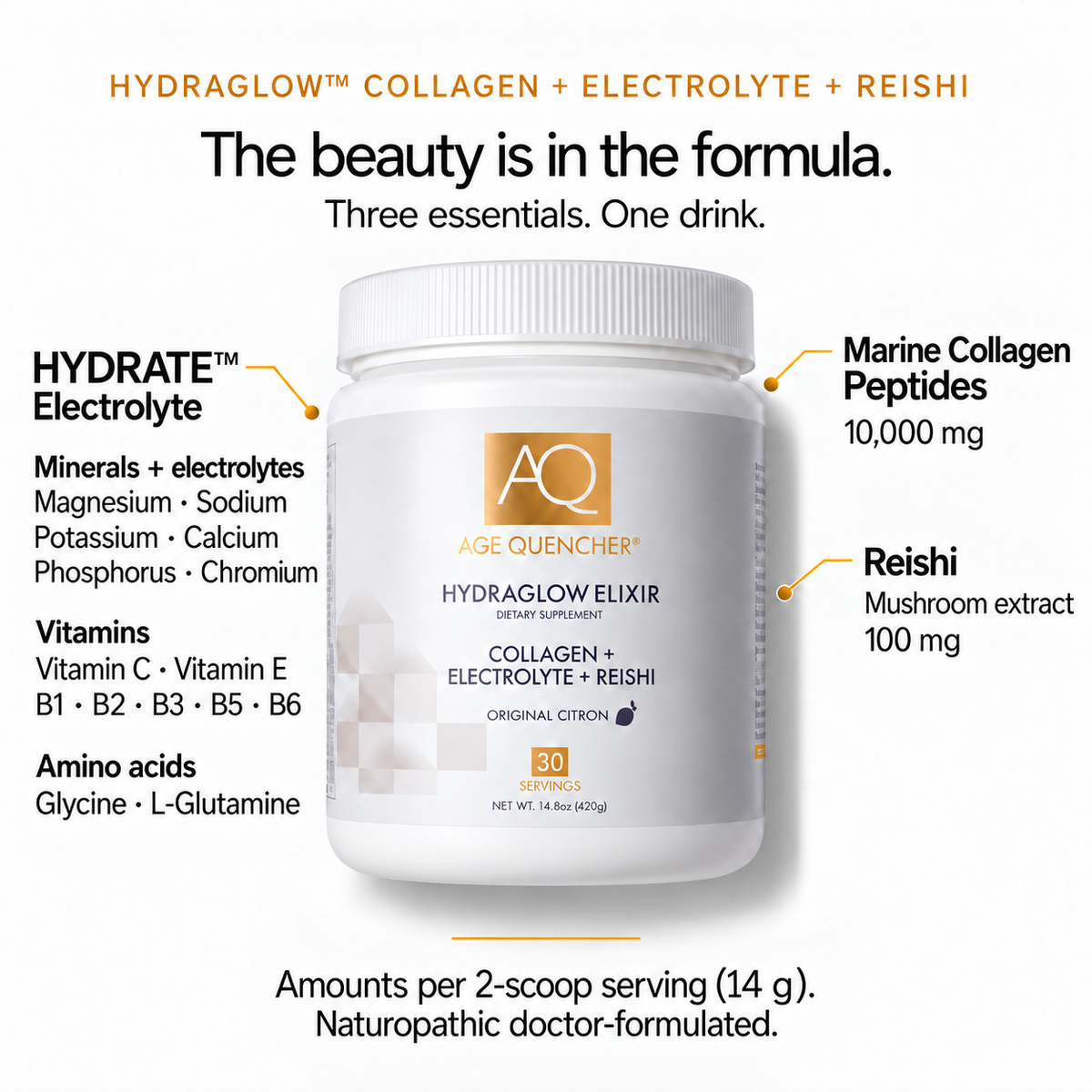 HYDRAGLOW Collagen + Electrolyte + Reishi Powder